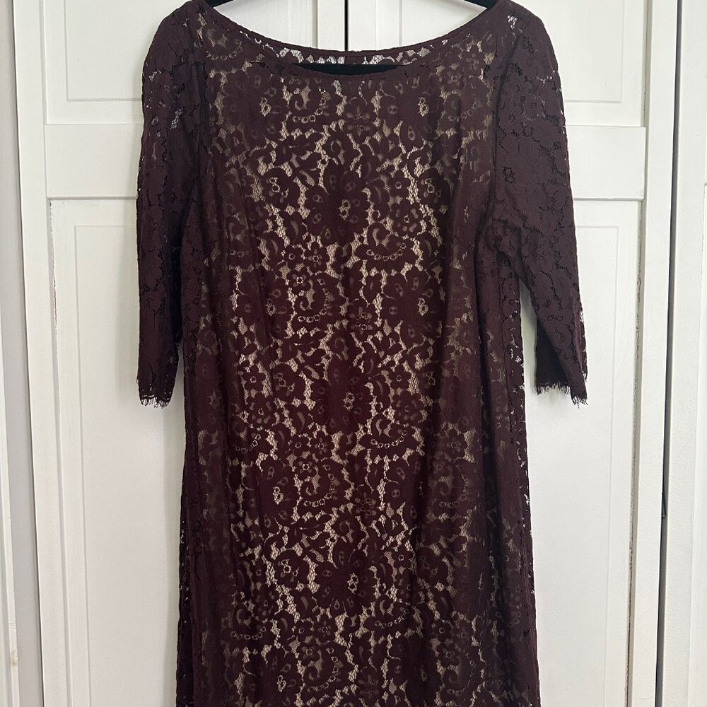 Robert Rodriguez Burgundy Lace Shift Dress, Size 12
